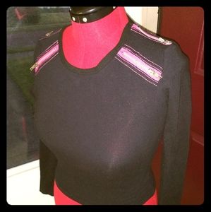 Black Long Sleeved Dog Pile Shirt with Neon Pink A